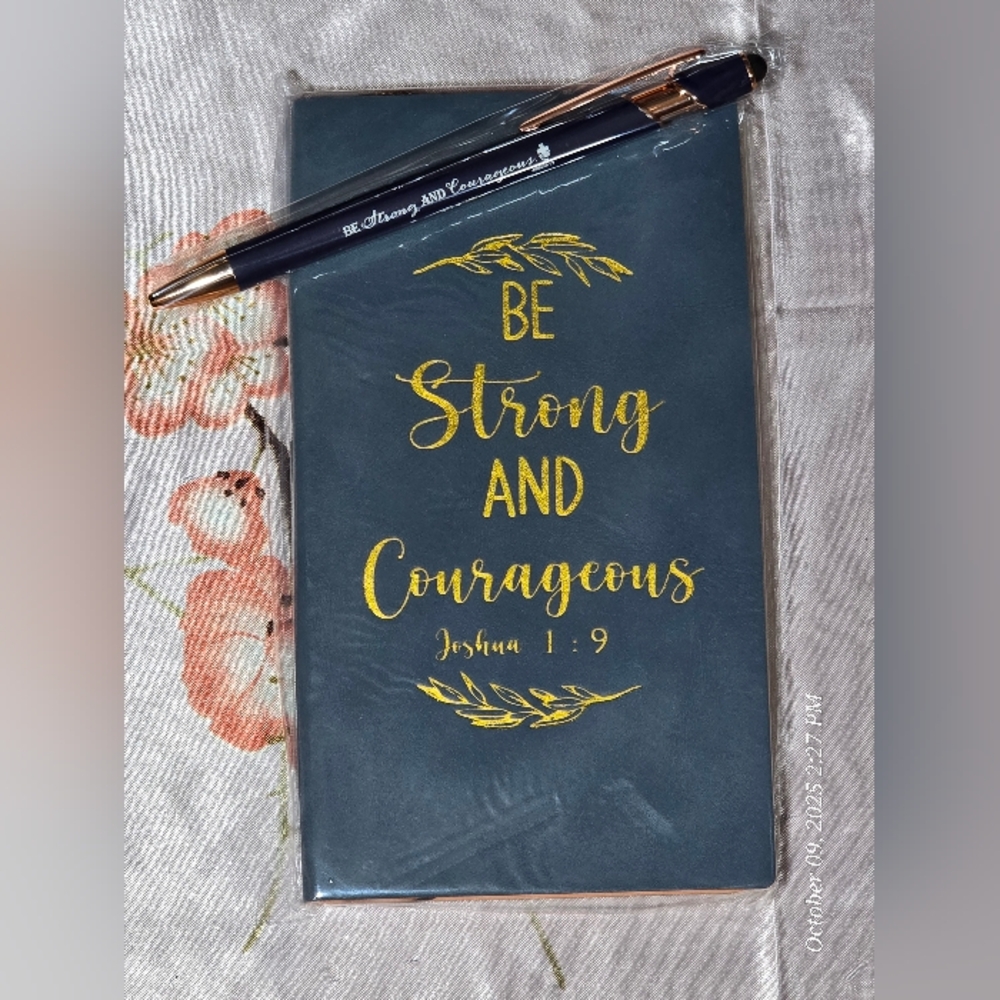 Navy Journal with Gold Lettering and stylus Pen nip